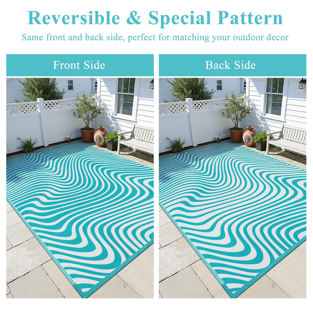 Vaukki portable outdoor rug 9x12 with ground stakes