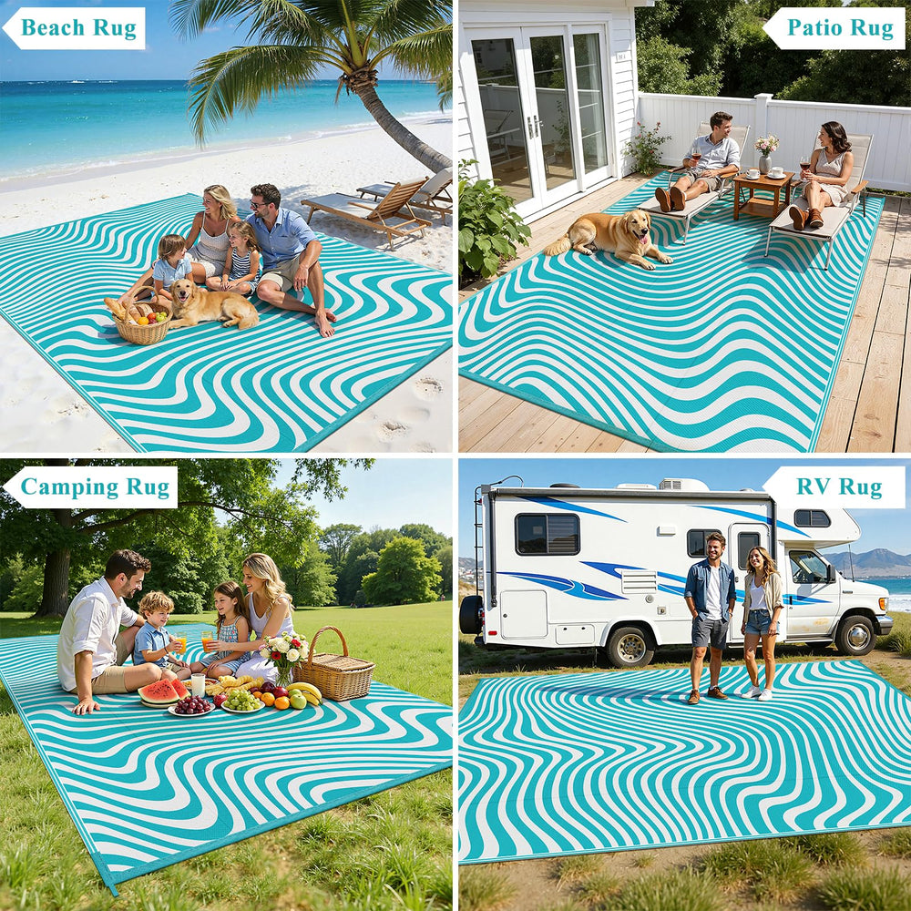Vaukki UV fade resistant outdoor rug 9x12 in garden