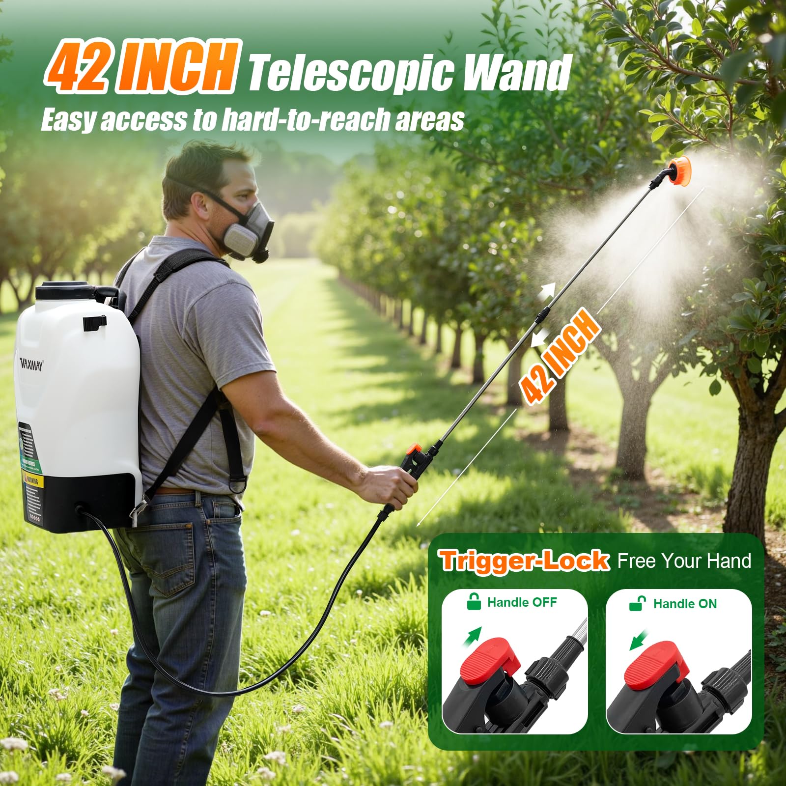 VAXMAY Backpack Sprayer digital voltage display close-up