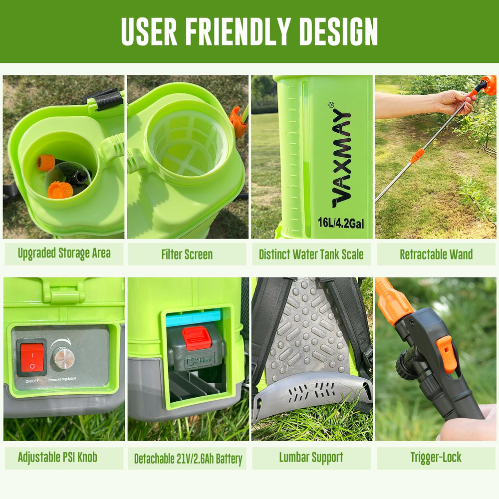 VAXMAY backpack sprayer with adjustable pressure knob