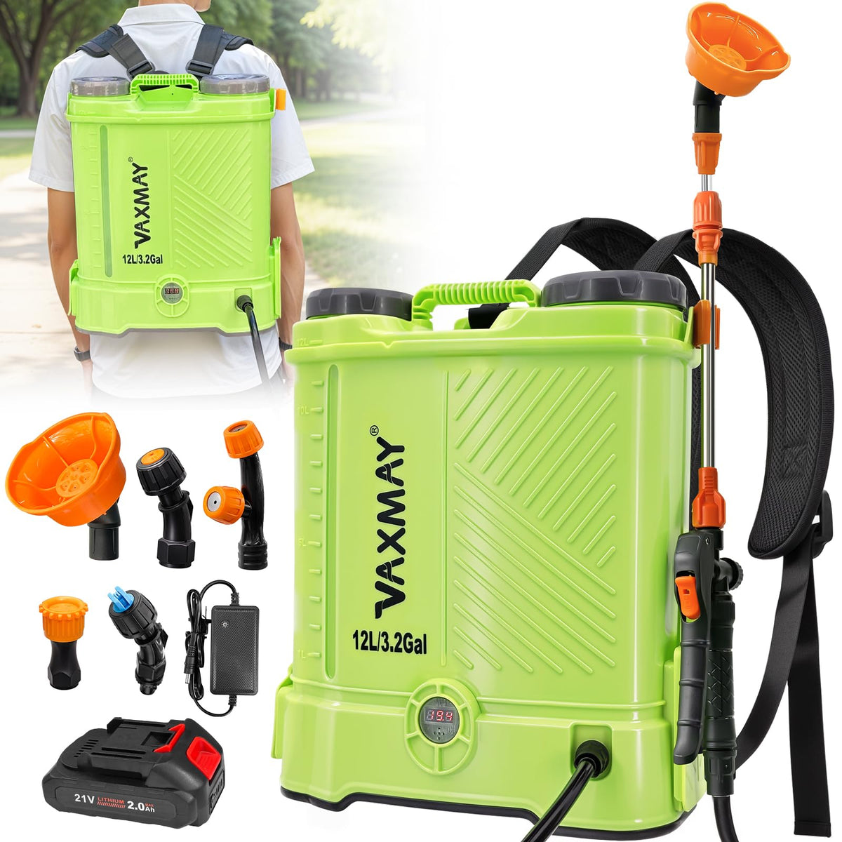 VAXMAY Battery Powered Backpack Sprayer front view