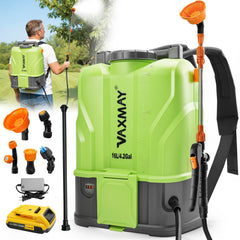 VAXMAY Battery Powered Backpack Sprayer front view with green design