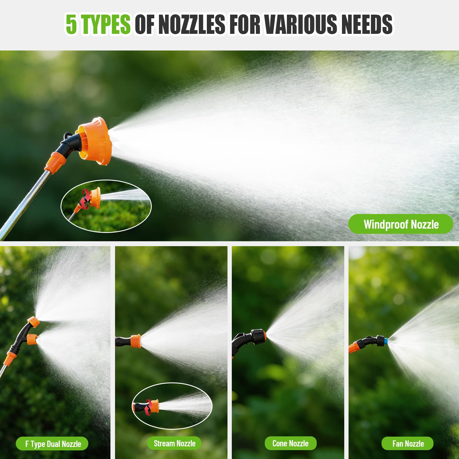 VAXMAY sprayer's five nozzles for various spray patterns