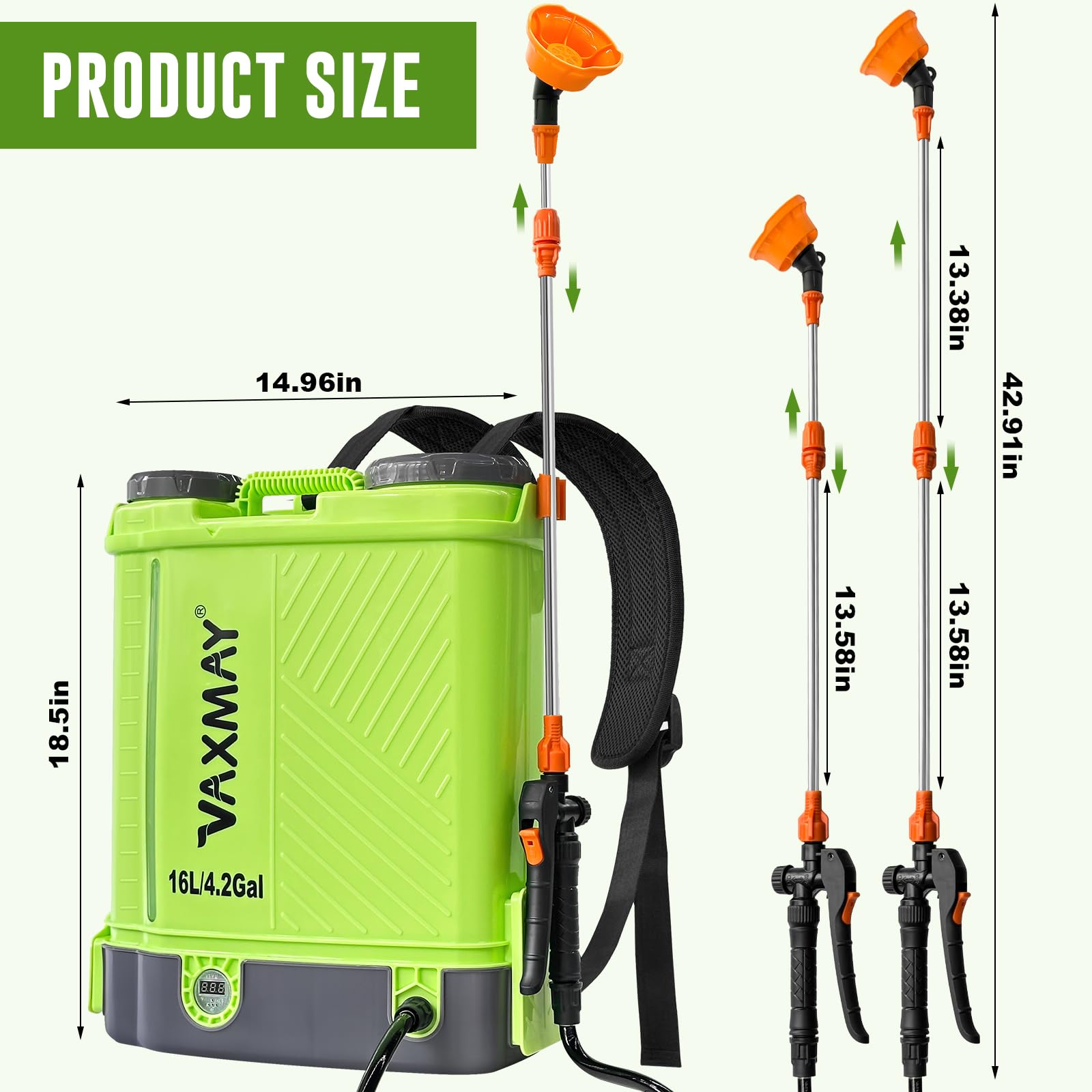 VAXMAY sprayer translucent tank for easy liquid level monitoring