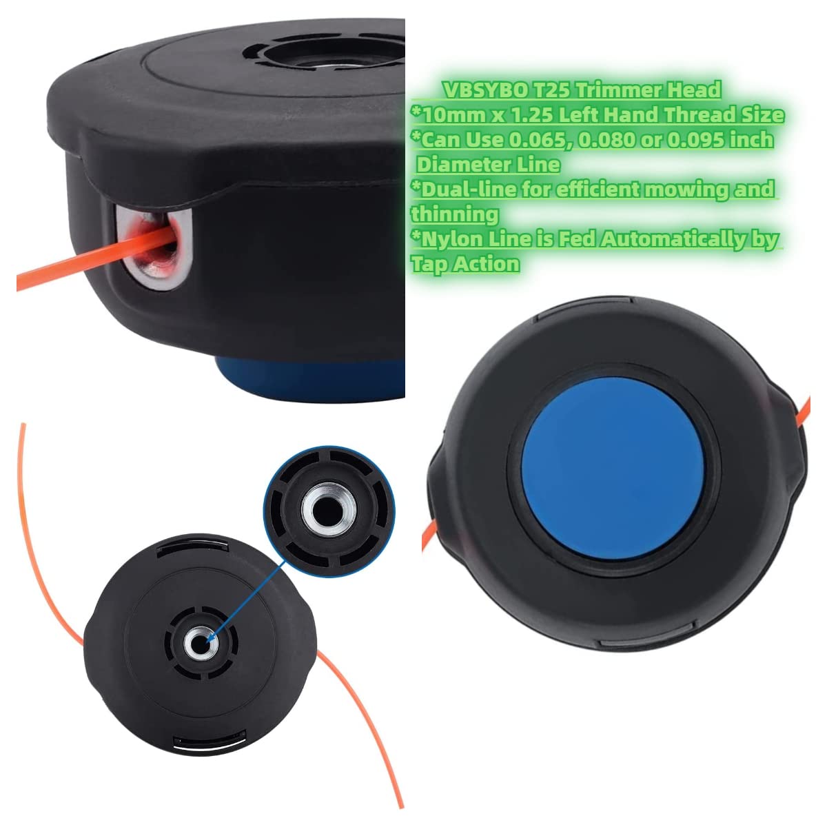 VBSYBO T25 Trimmer Head in use trimming grass