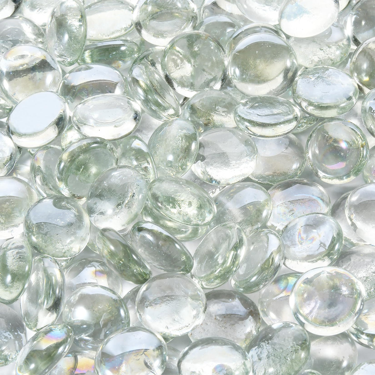 vchin Fire Pit Glass Beads 10lb clear pebbles front view