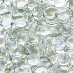 vchin Fire Pit Glass Beads 10lb clear pebbles front view