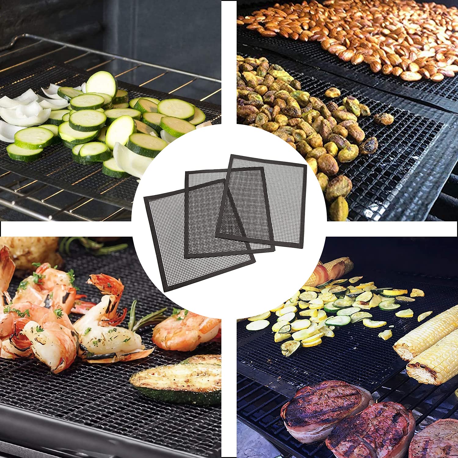 VCHOMY grill mat in use with grilled vegetables