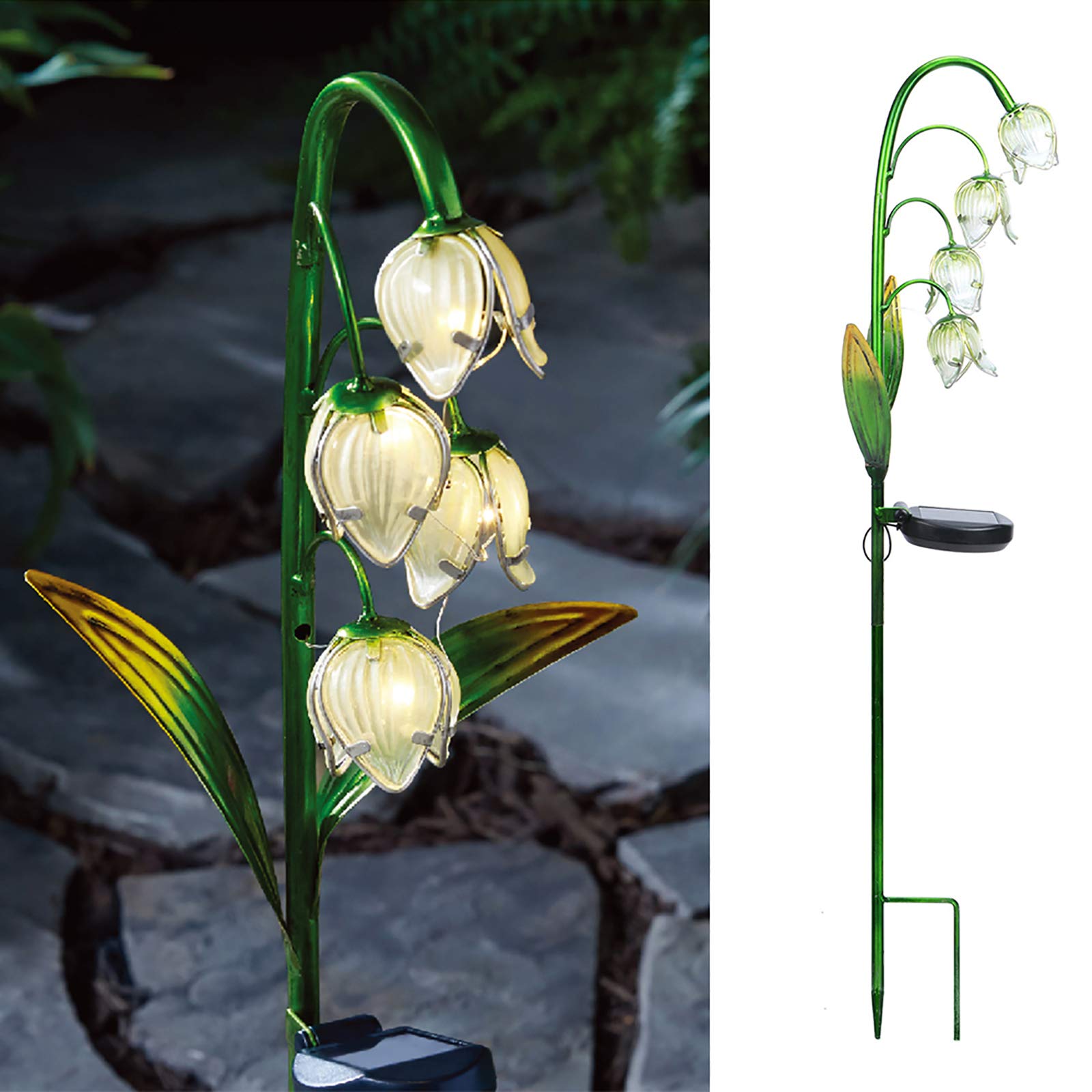 VCUTEKA solar garden light lily of the valley front view