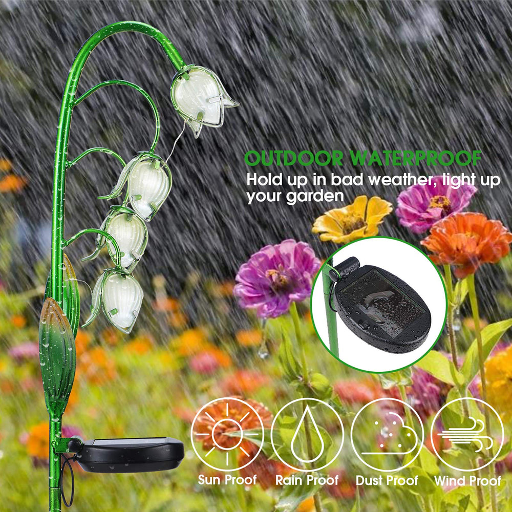 VCUTEKA solar garden light lily of the valley side view