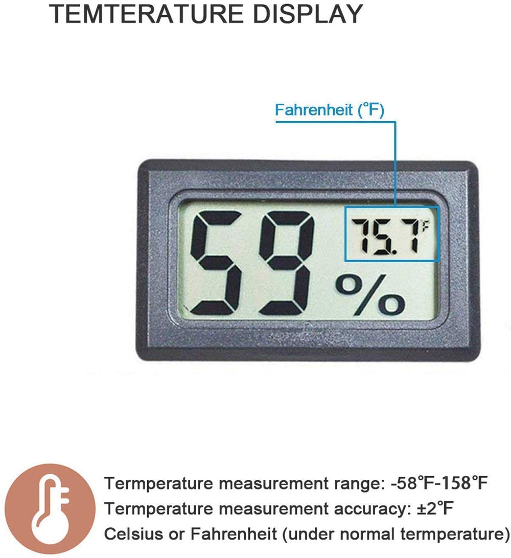 Veanic Mini Indoor Temperature Humidity Meter back view, battery compartment