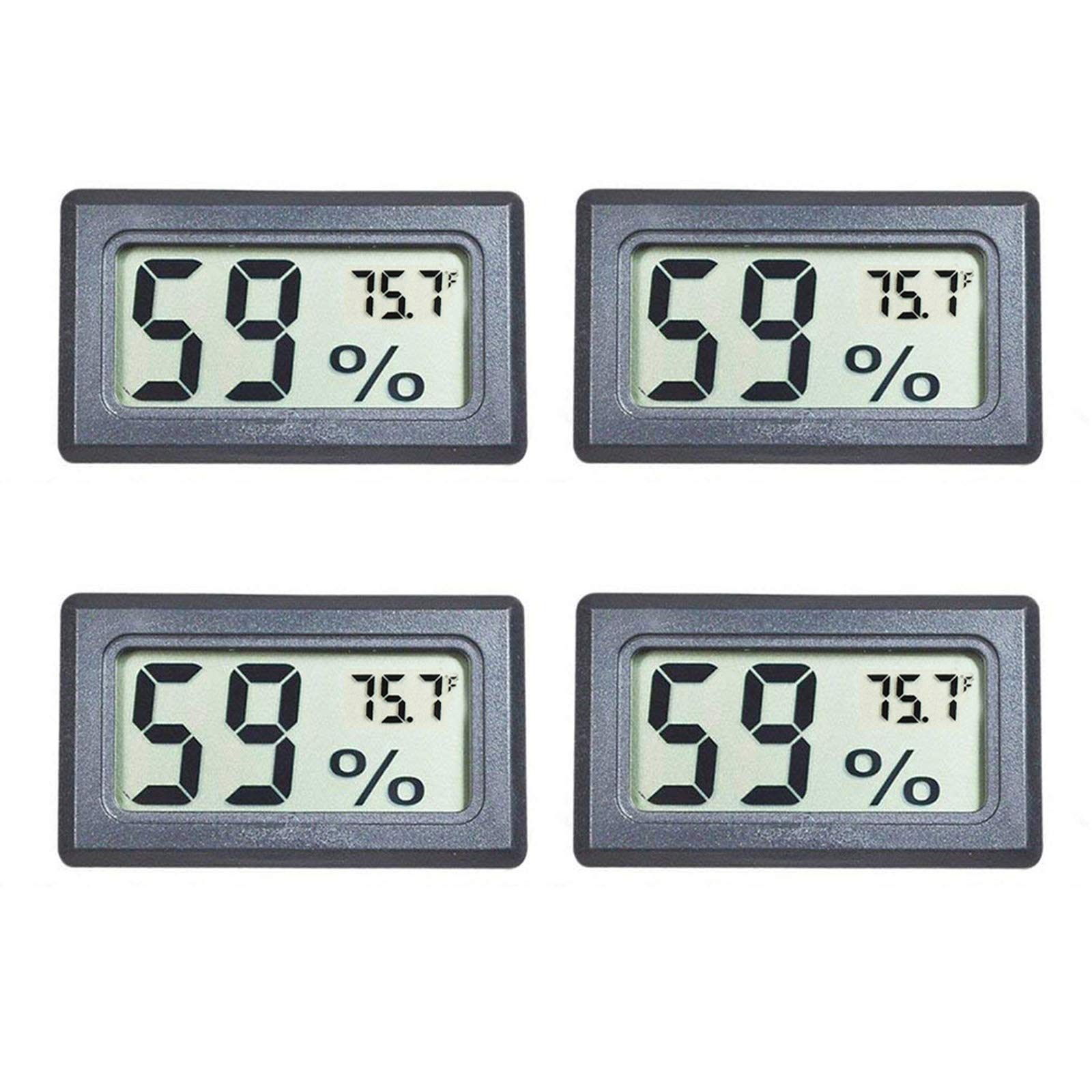 Veanic Mini Indoor Temperature Humidity Meter front view, black