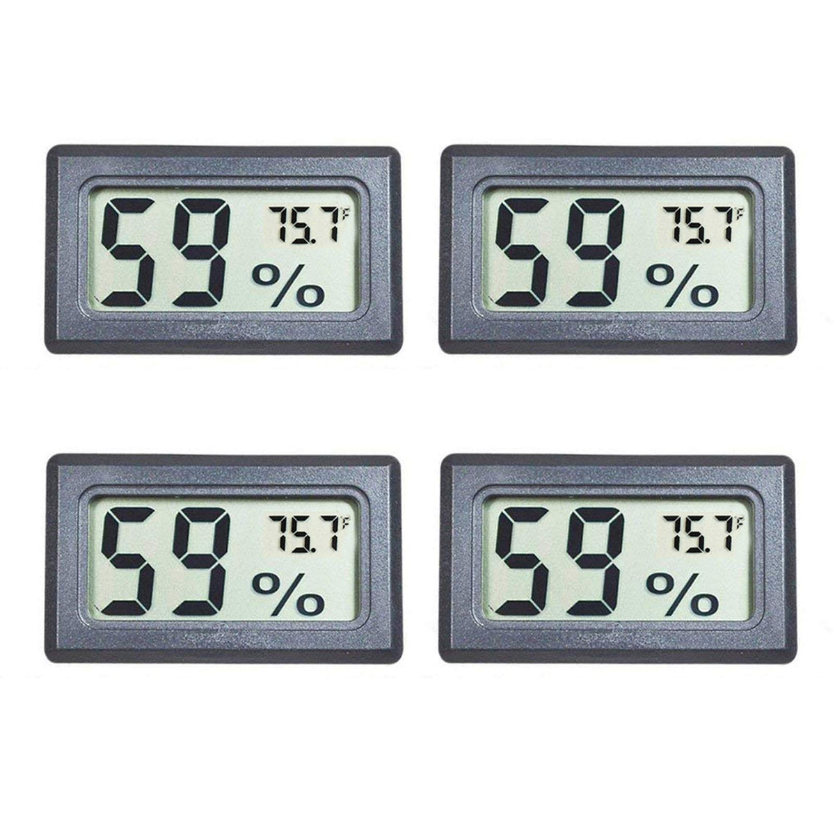 Veanic Mini Indoor Temperature Humidity Meter front view, black