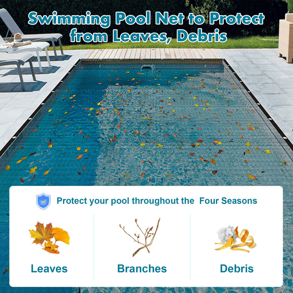 Vecacosic Pool Leaf Net Cover over pool during autumn