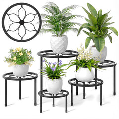 VECELO Metal Plant Stand Set of 5 in black, showcasing various sizes