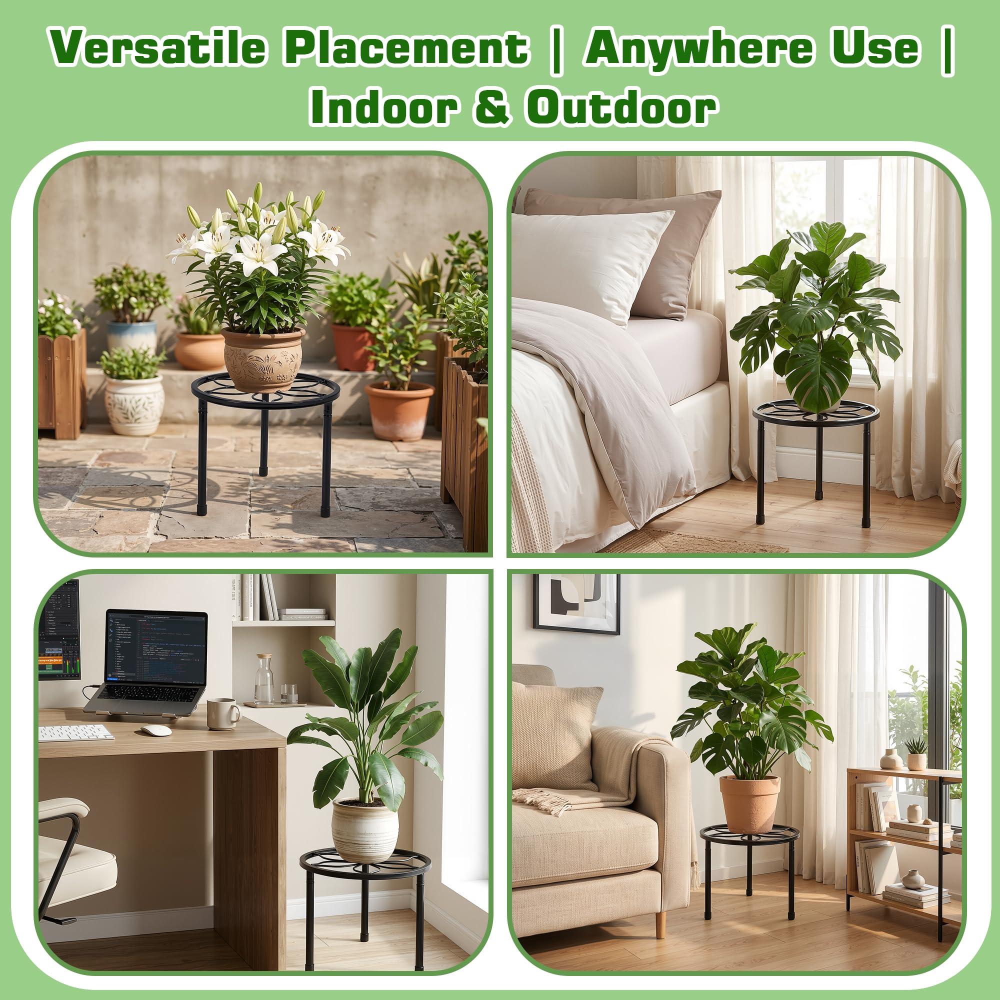 VECELO Metal Plant Stand with a large vase on top
