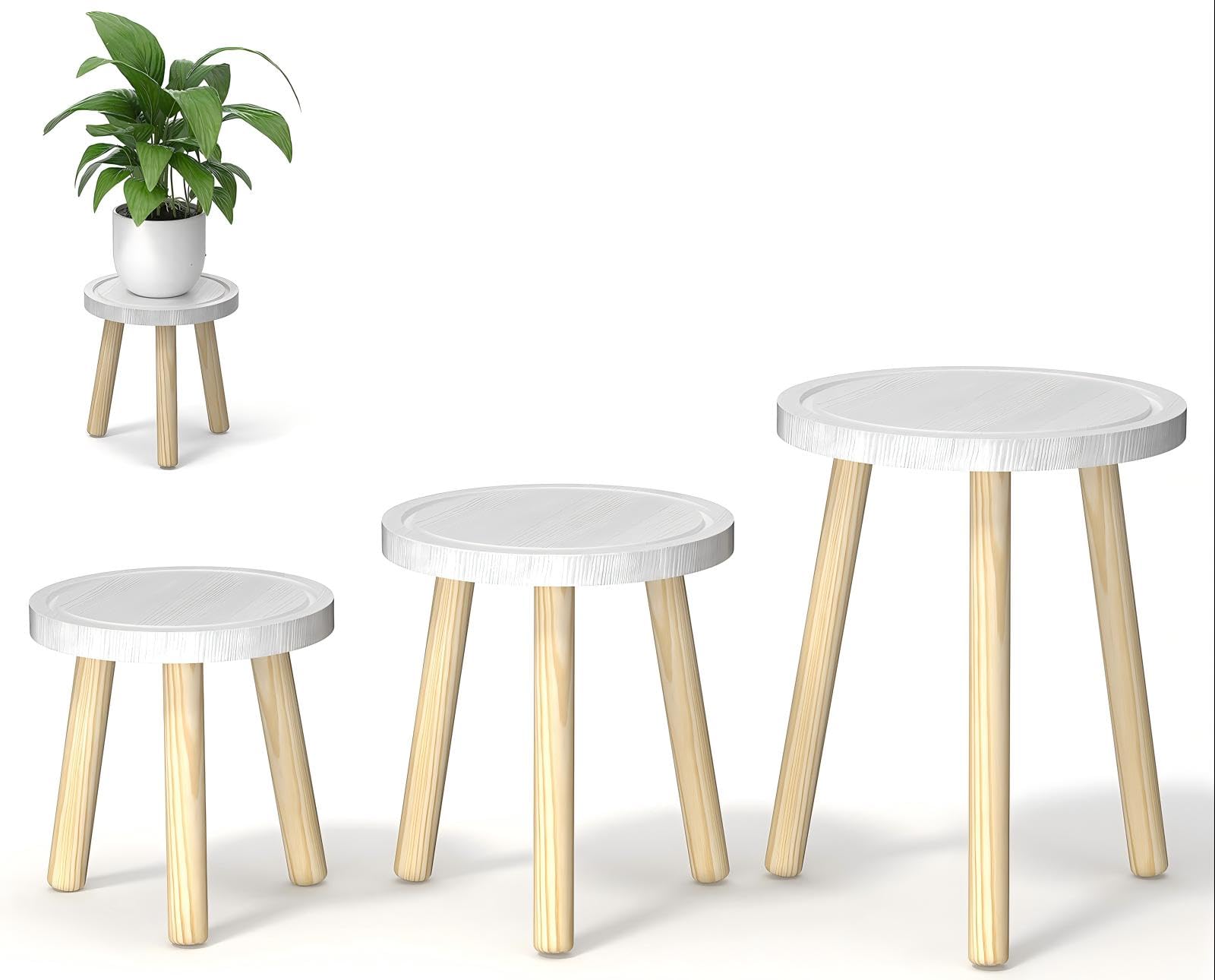 Vecxoty 3-Pack Wood Plant Stands indoor set with three sizes
