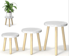 Vecxoty 3-Pack Wood Plant Stands indoor set with three sizes