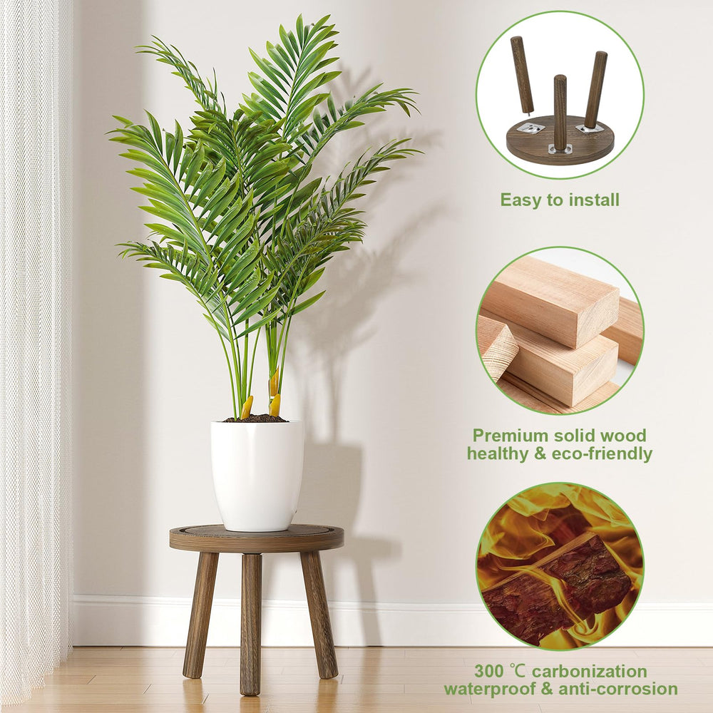 Vecxoty Wood Plant Stand with succulent on a windowsill