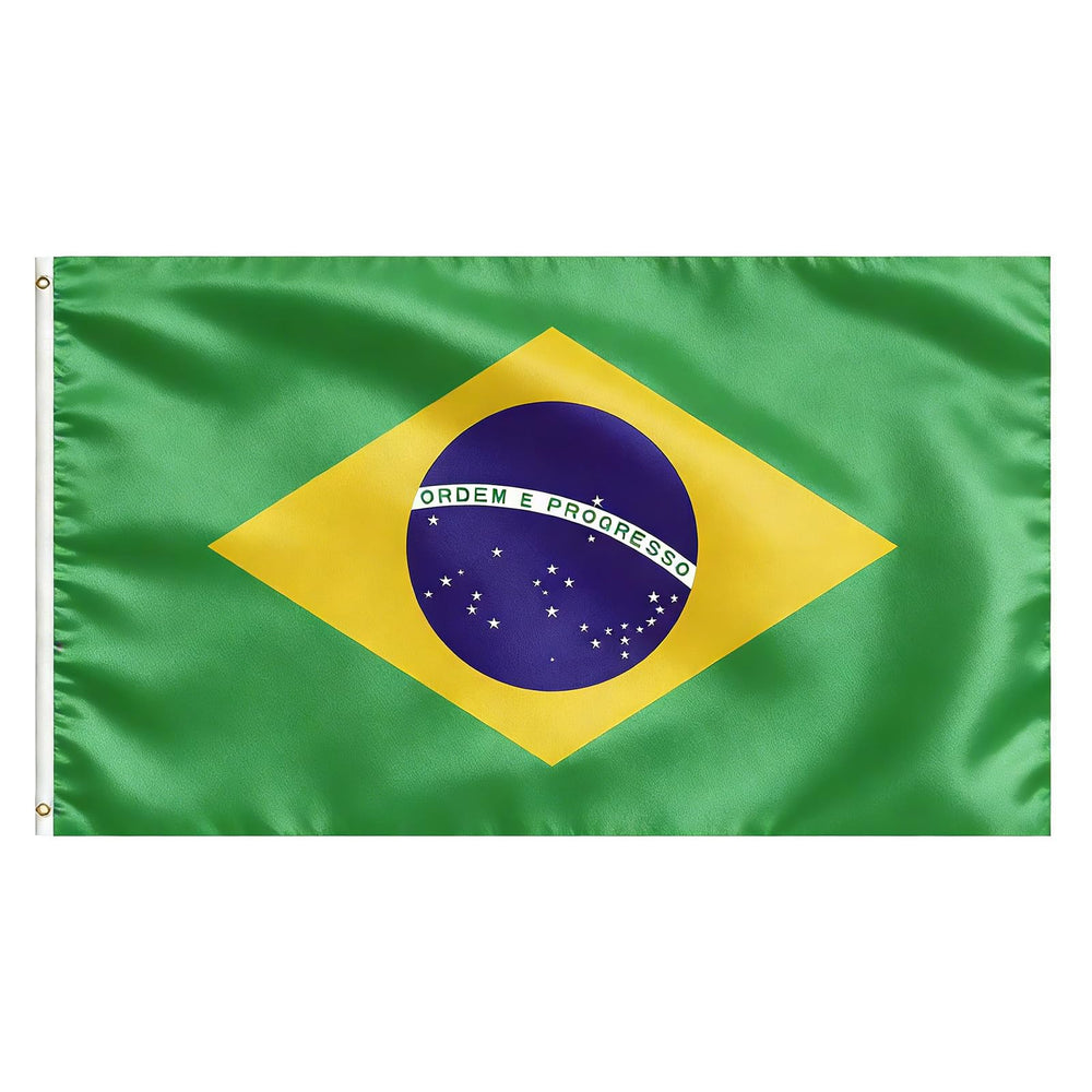VELIFFCO Brazil Flag 3x5 Ft front view with brass grommets