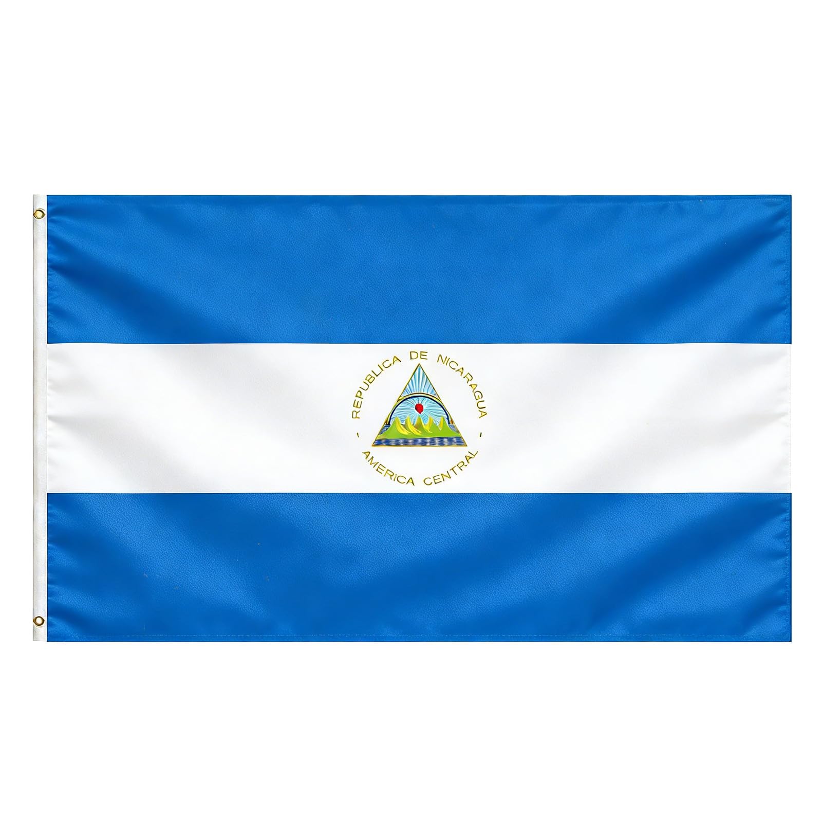 VELIFFCO Nicaragua Flag 3x5 Ft front view with brass grommets