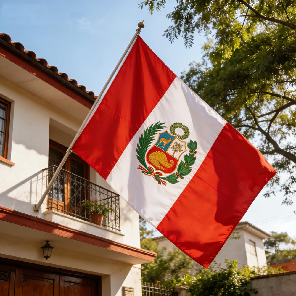 VELIFFCO Peru Flag fluttering in the wind