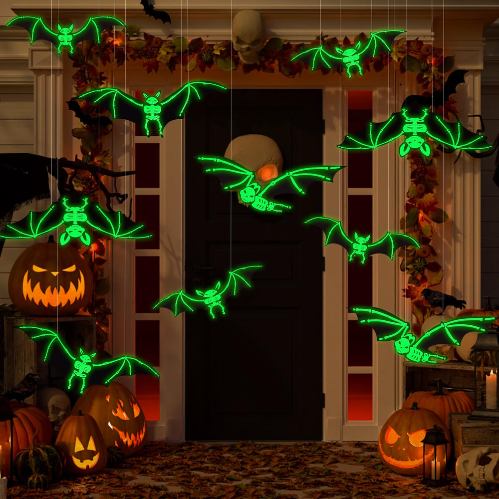 Vellibring Halloween Glowing Bats Set of 12 with fishing line