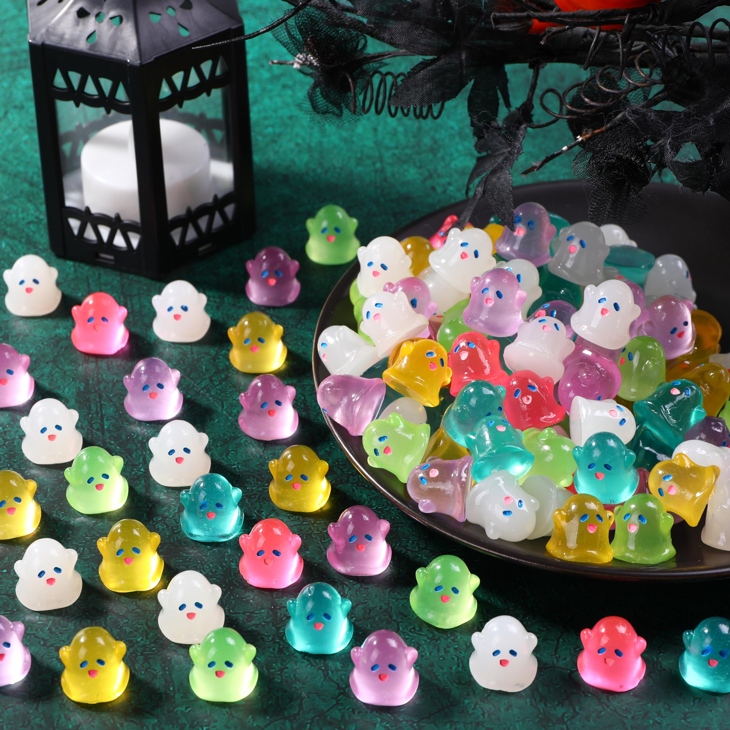 Vellibring mini ghost figurines arranged on a dining table