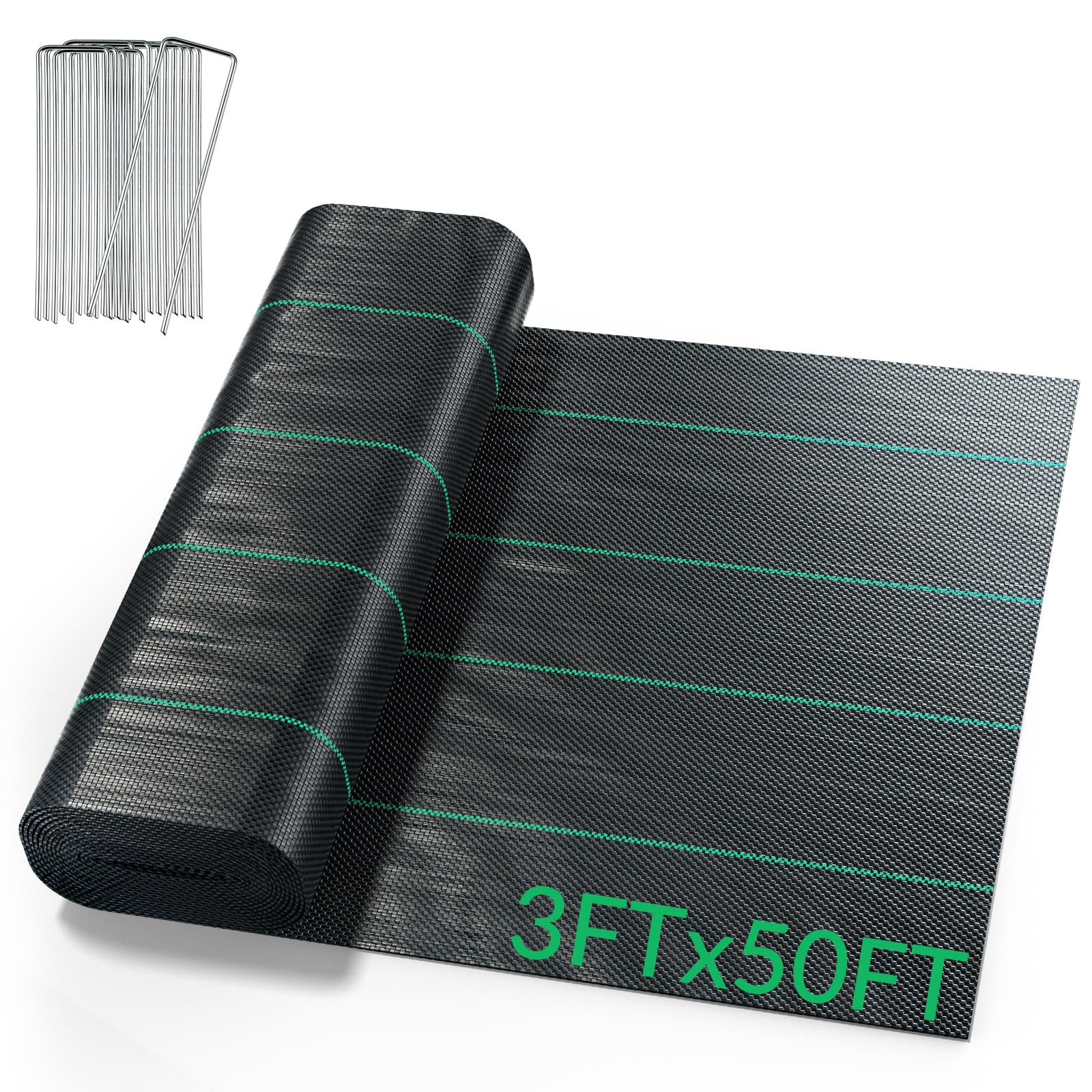 Velway 3ft x 50ft weed barrier fabric folded with stakes