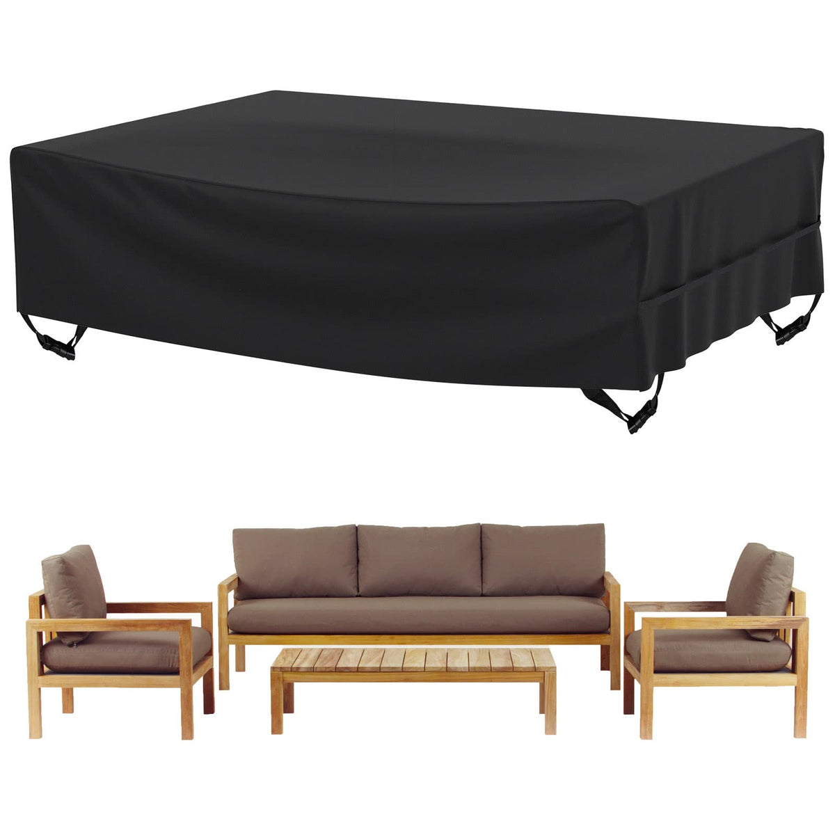 Velway Patio Furniture Cover black model front view 108"L x 82"W
