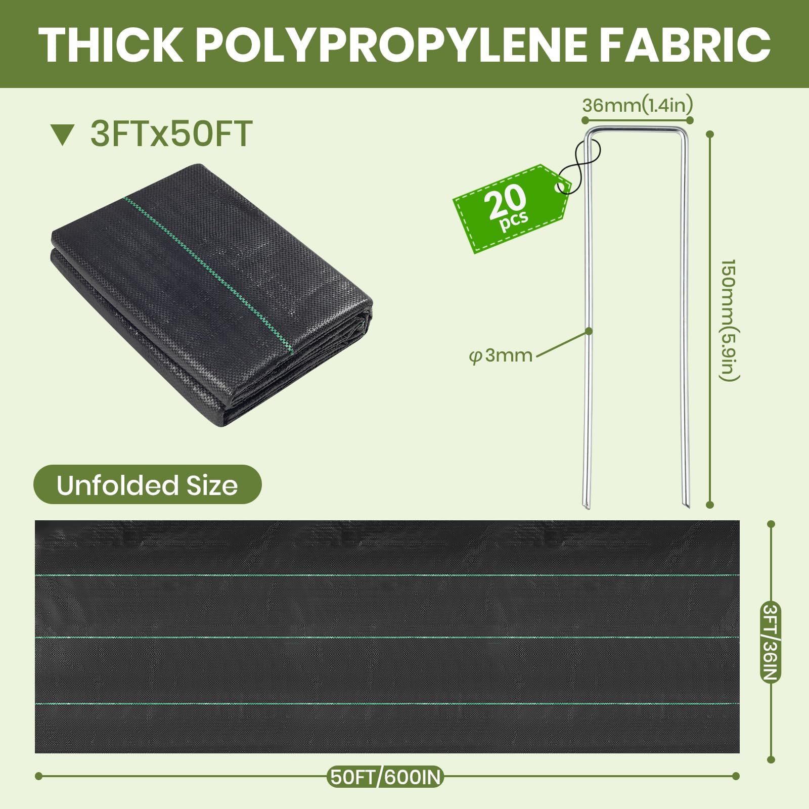 Velway weed barrier fabric showing clear guide lines