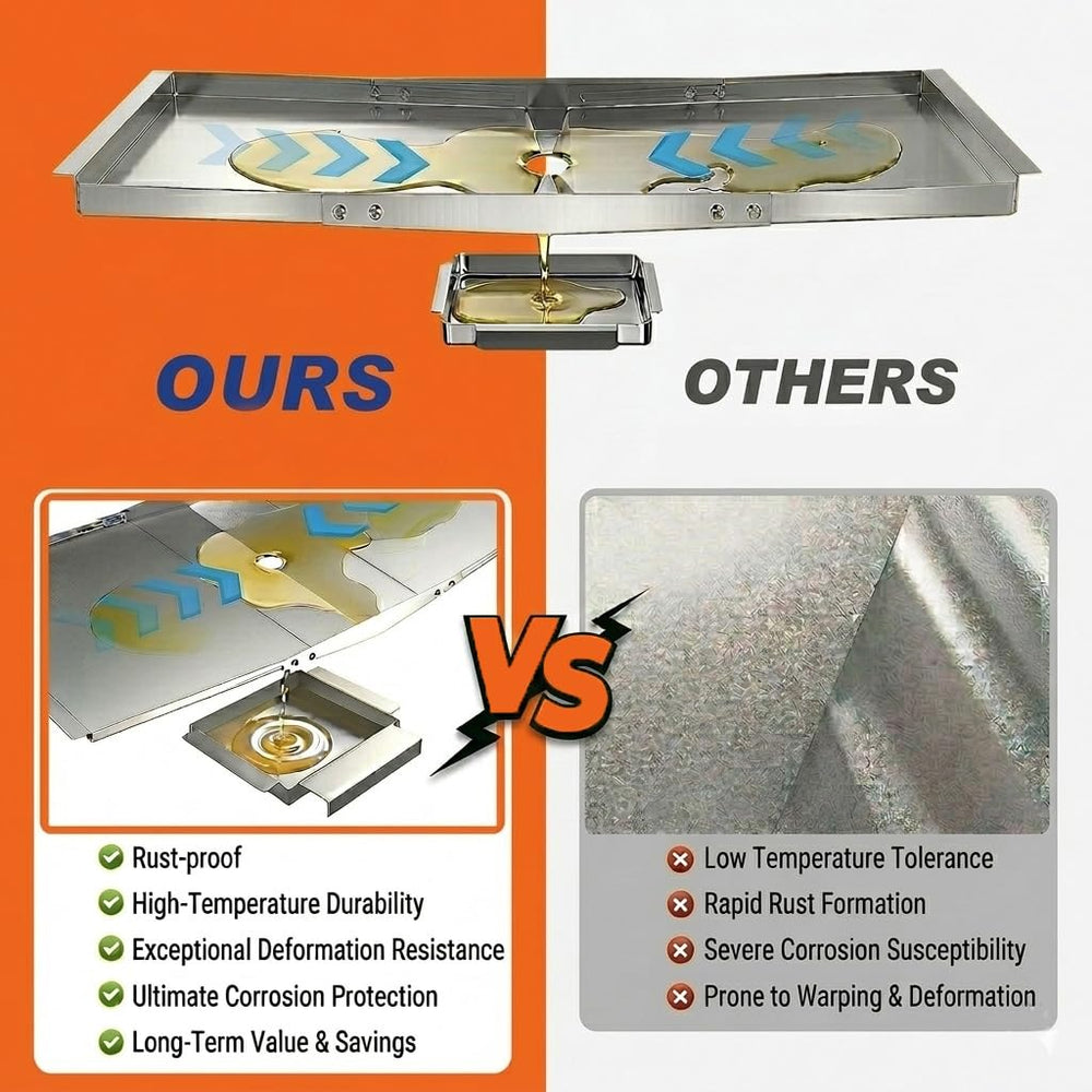 Vencino grease tray dimensions displayed with measurements