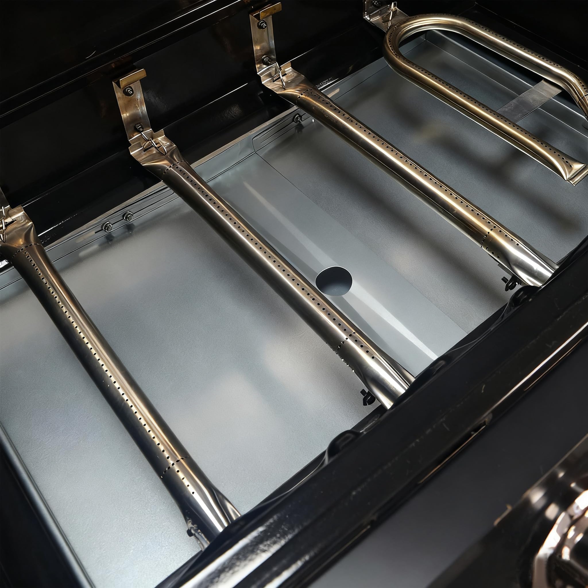 Vencino grease tray installed in a grill setup