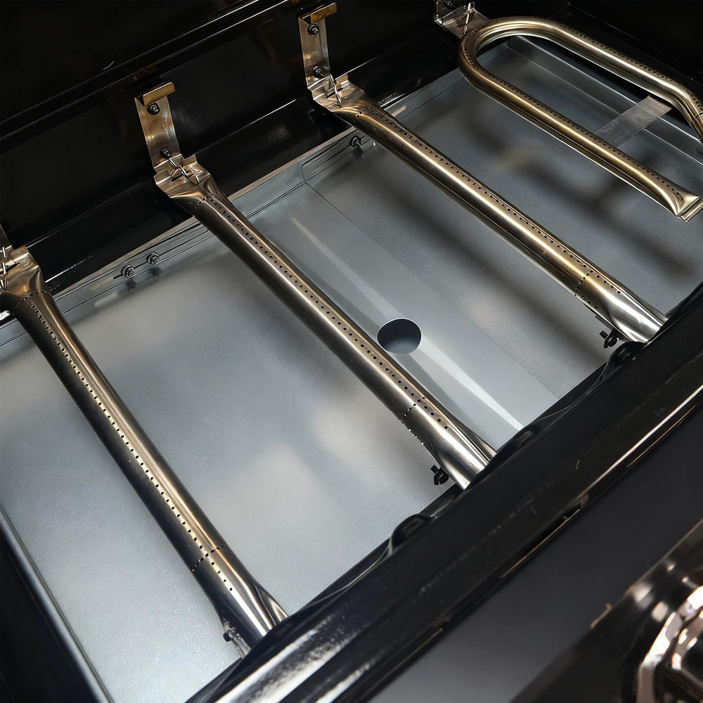 Vencino grease tray installed in a grill setup