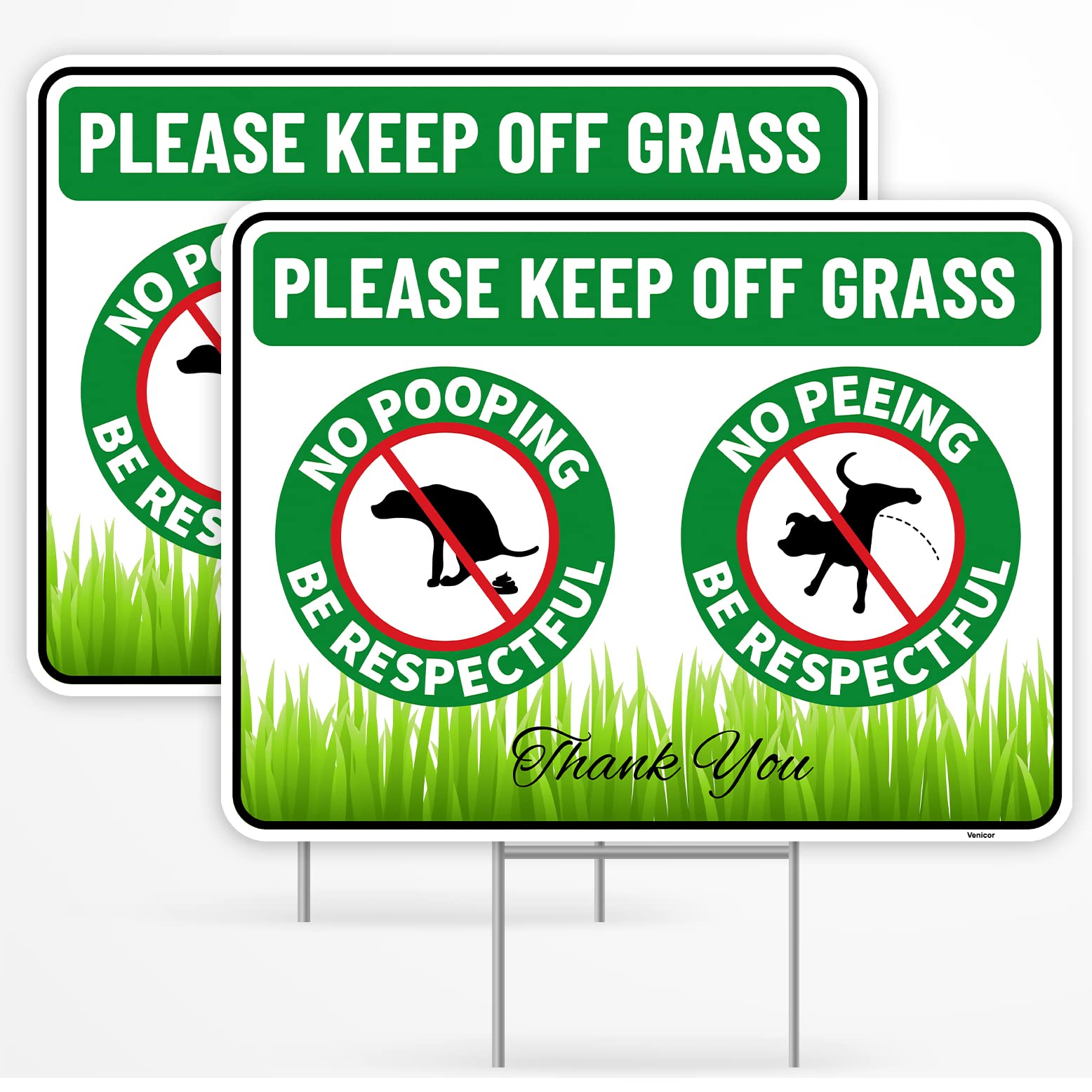 Venicor No Poop or Pee Dog Sign front view
