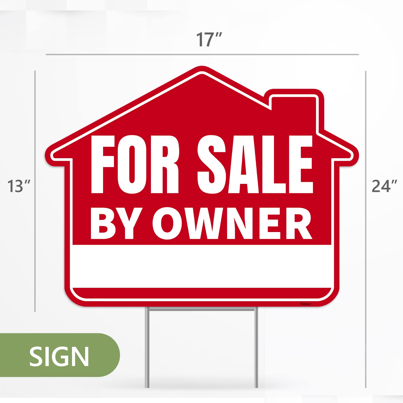 Venicor yard sign installed in a garden