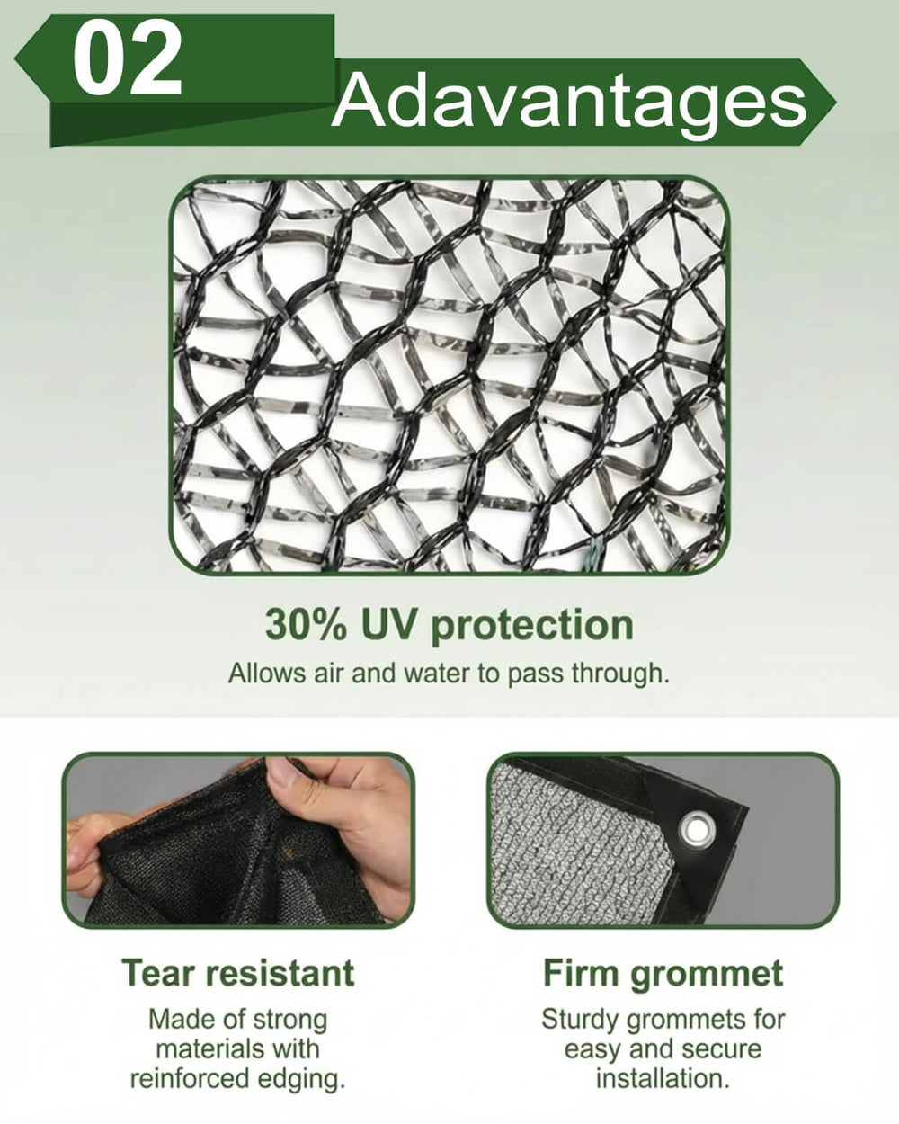 vensovo 30% Shade Cloth in garden setting