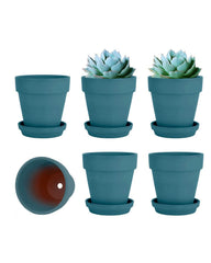 vensovo 4 inch steel blue terracotta pot front view