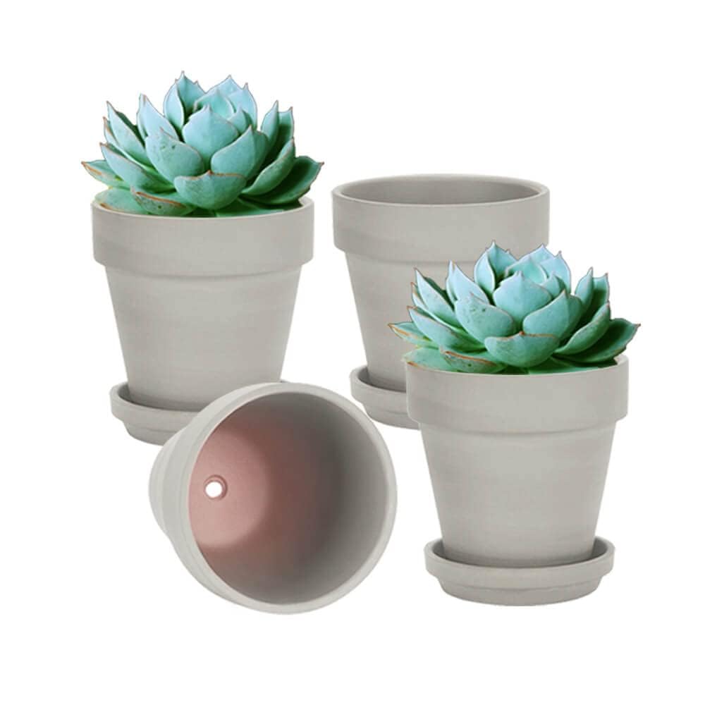 vensovo 6 Inch Grey Terracotta Pot front view