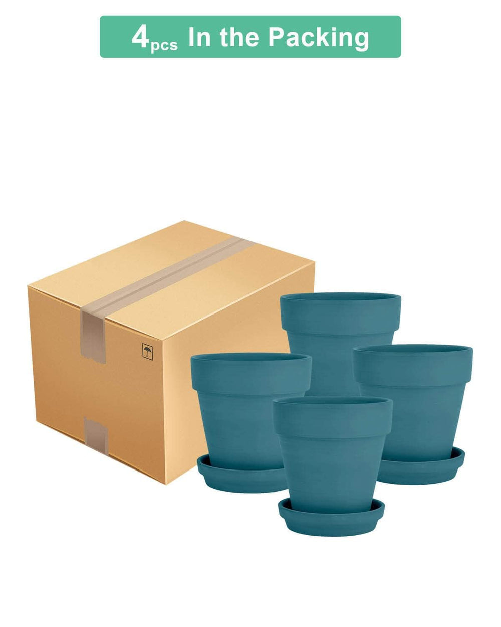 vensovo 6 Inch Steel Blue Terracotta Pot display with plants