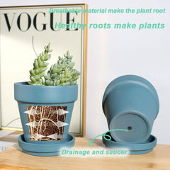 vensovo 6 Inch Steel Blue Terracotta Pot set of 4