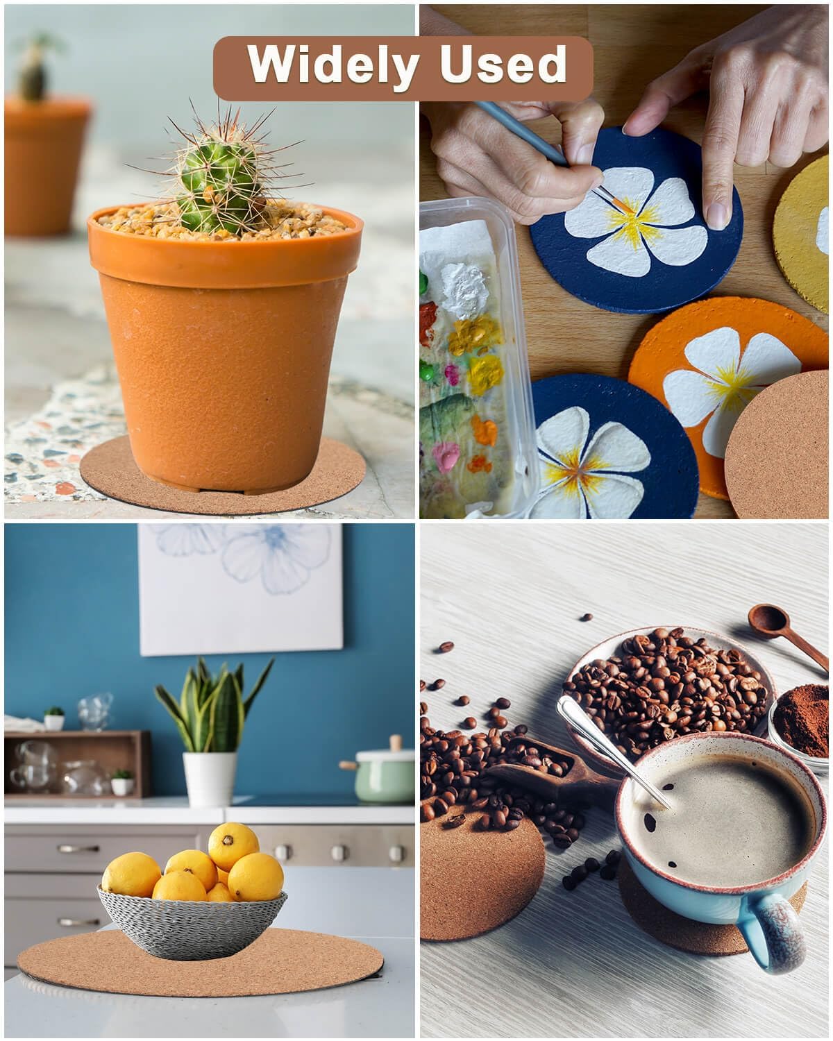 vensovo cork mats protecting a tabletop from a flower pot