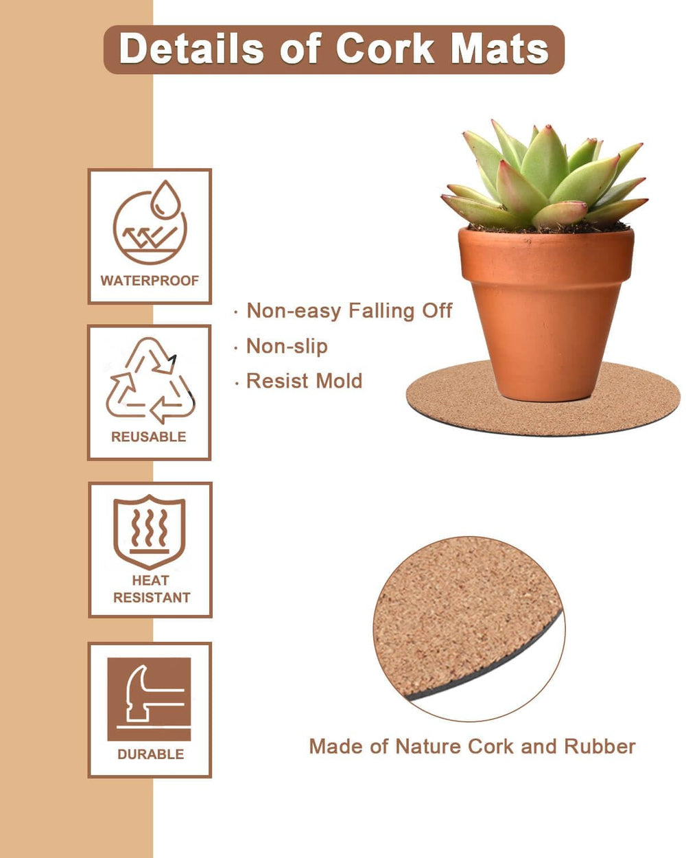 vensovo cork mats showing natural texture
