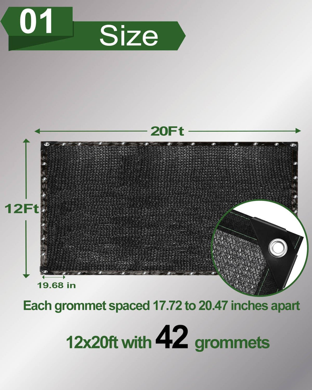 vensovo shade cloth grommet detail