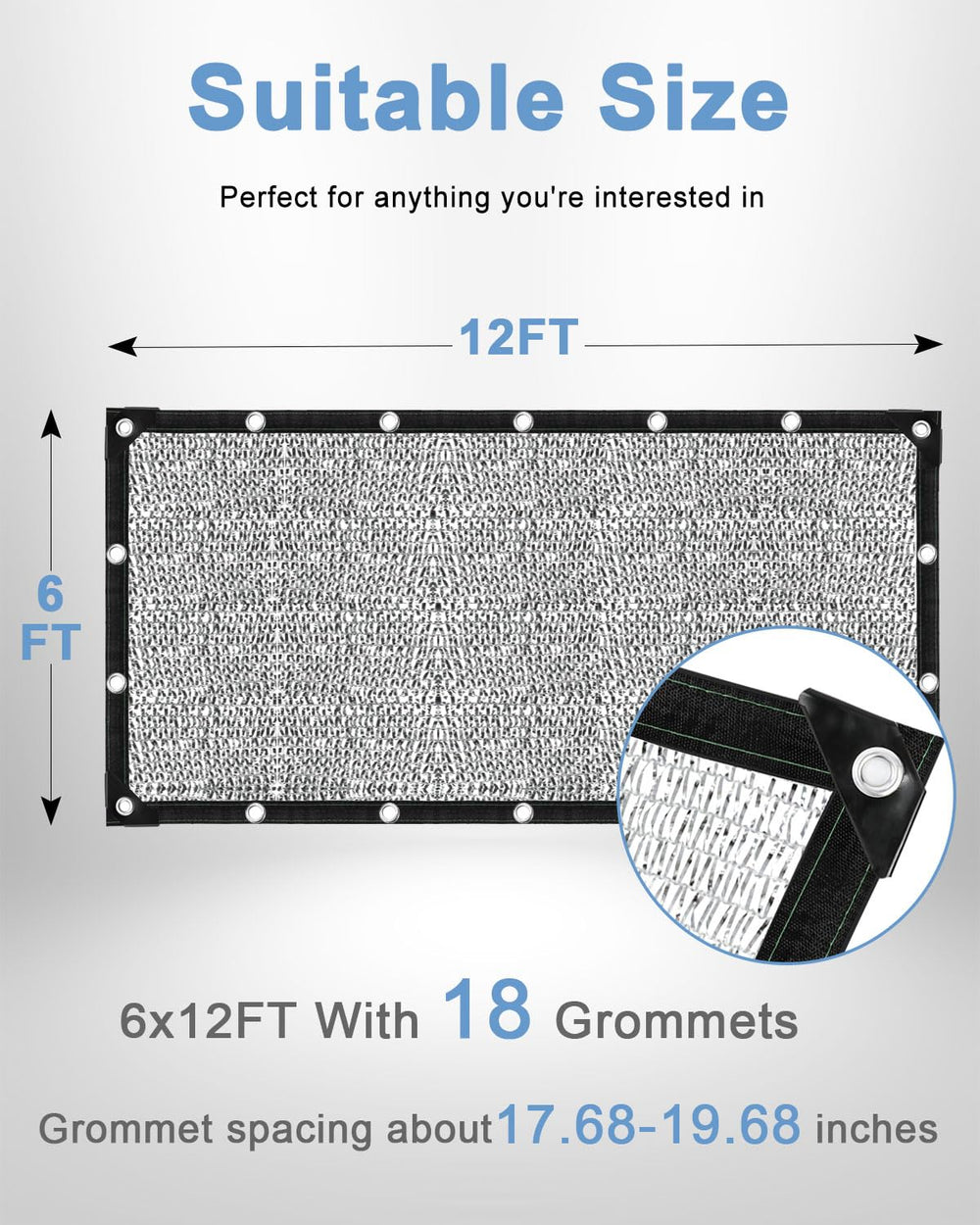 vensovo shade cloth showing grommets for secure installation