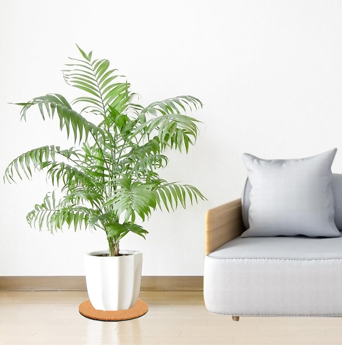 Venyat cork plant mat on a table holding a cup