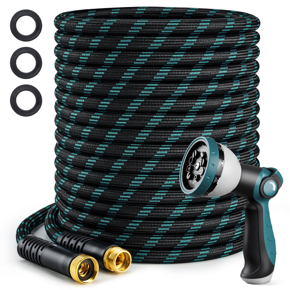VERDOW 50FT Garden Hose front view with 10-function nozzle