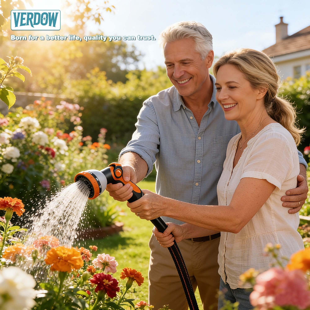 VERDOW garden hose laid out straight on green grass
