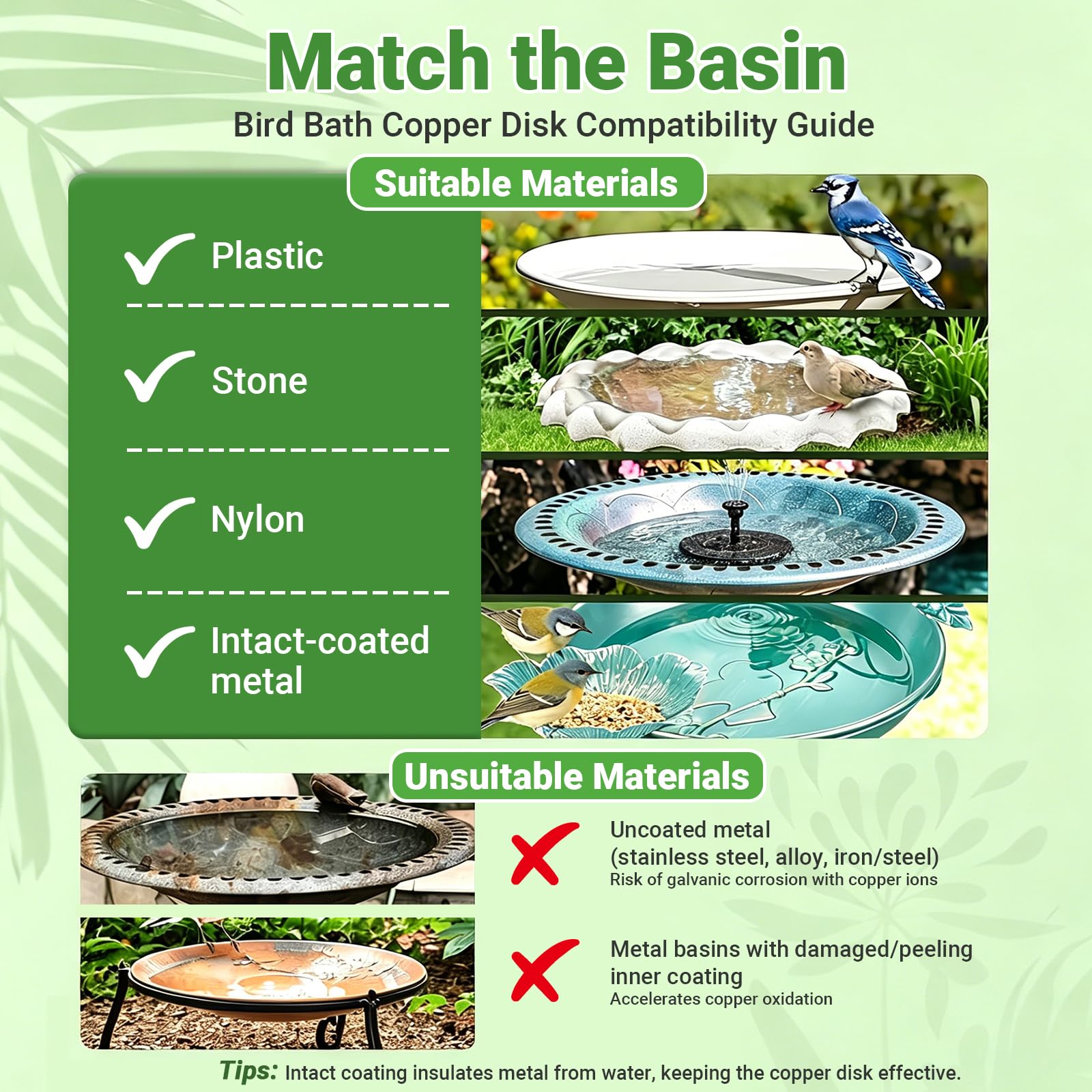 Verdurelle BirdBath Purification Disk in a garden setting