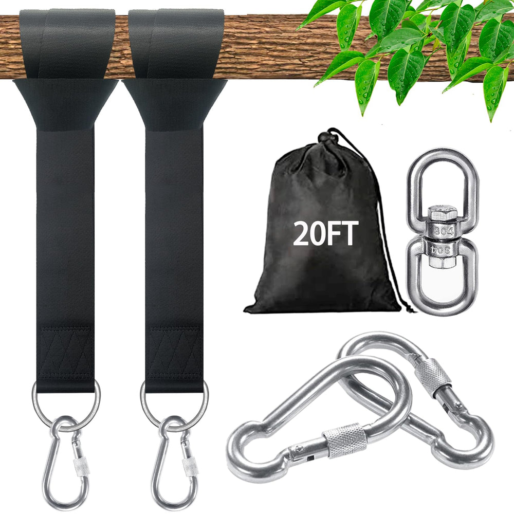 Veriluck Tree Swing Straps 20FT black nylon straps with D-ring